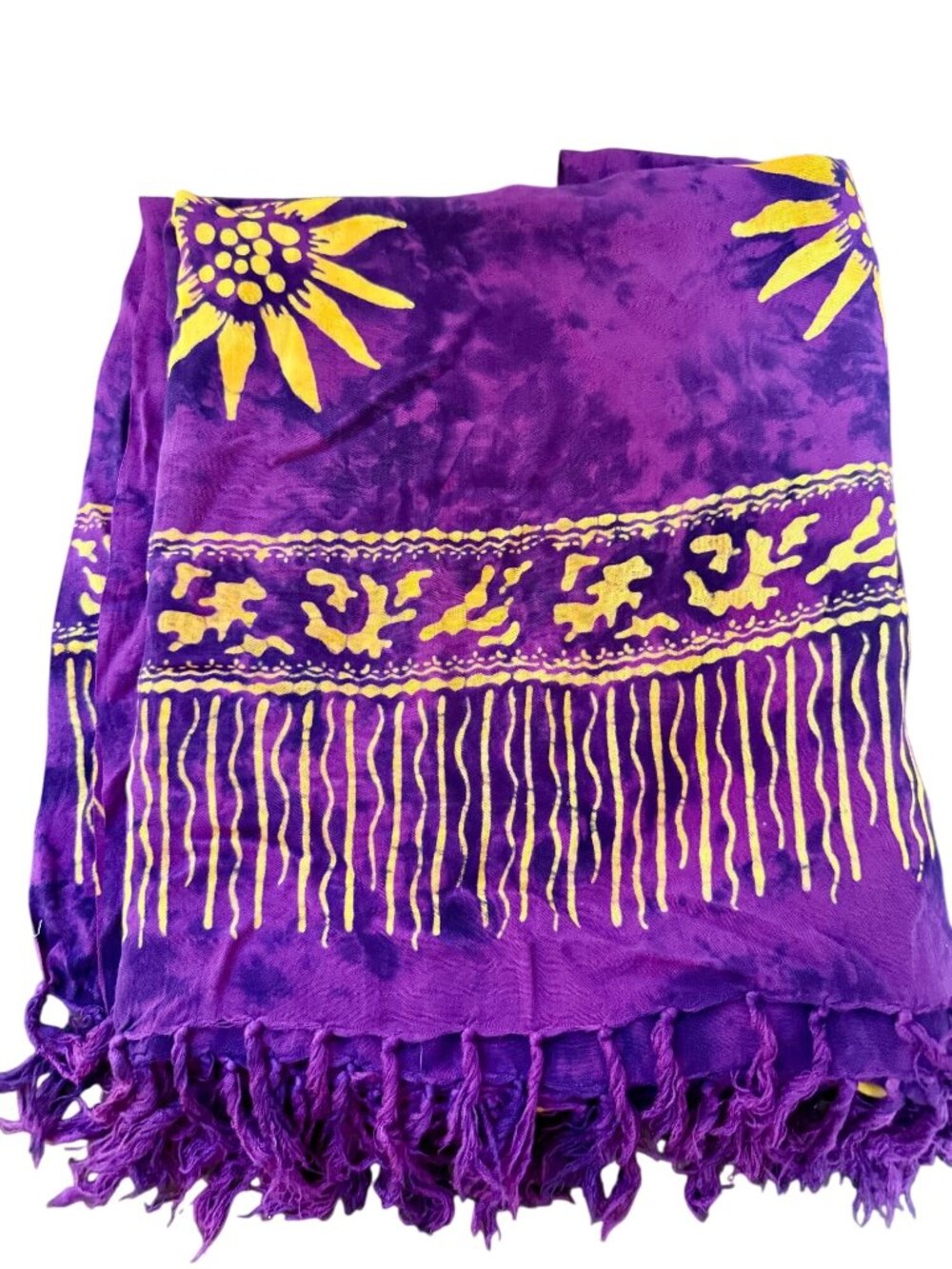 Purple Womens Sarong with fringe beach wrap skirt, 60" x 45"